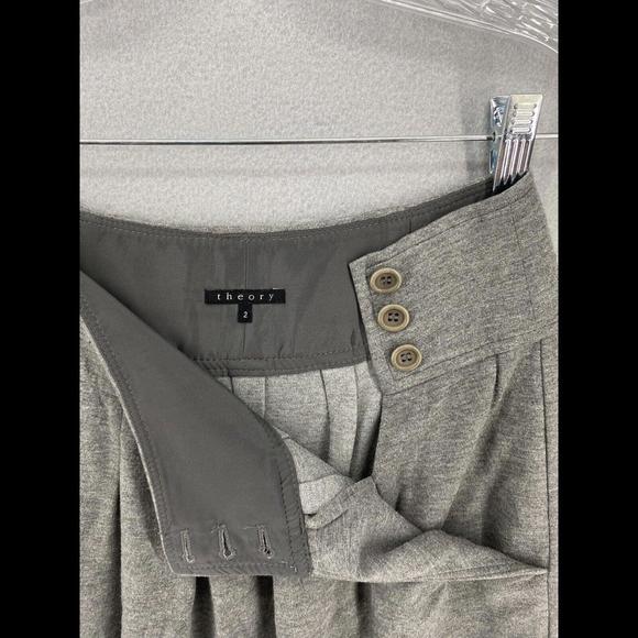 Theory Skirt Womens Size 2 Gray Mini A-Line Buttons Pockets Made in USA - Picture 3 of 7